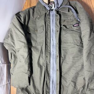 Dickies Gray Canvas Full Zip Snap Up Hooded Jacket Men’s XL/EG 46-48 Insulated